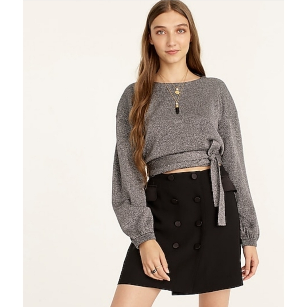 33. J.Crew Tie-waist metallic crewneck sweater